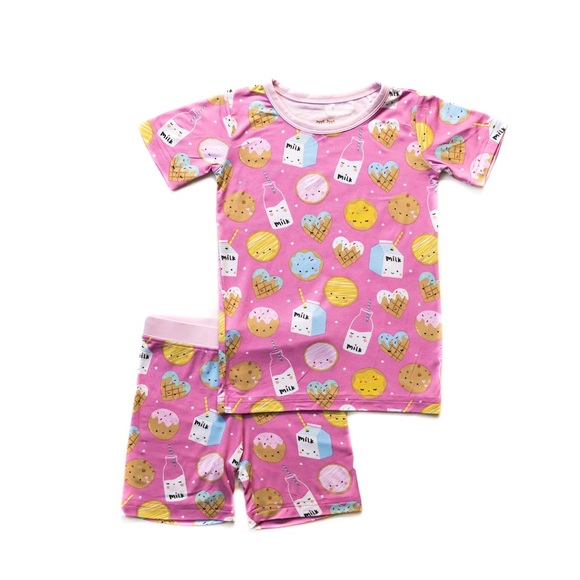 Little Sleepies Other - LITTLE SLEEPIES Pink Milk & Cookies Short Pajama Set size 16